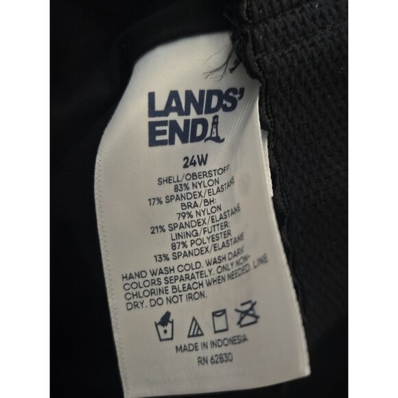 Lands End Black White Floral Tank Swimsuit 24W One Piece Womens Layered Flounce - Picture 7 of 7